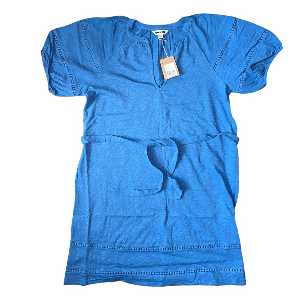 Boden Trim Detail Blue Cotton Jersey Dress 12R - Picture 3 of 6